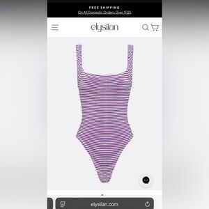 NWT Elysiian Purple Striped One Piece Swimsuit